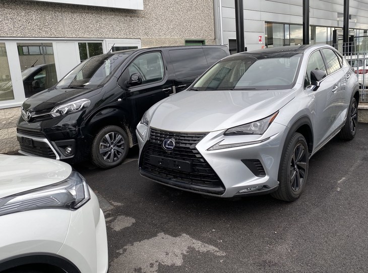 トヨタの販売店に置かれた「レクサスNX」。2020年6月、シエナにて。