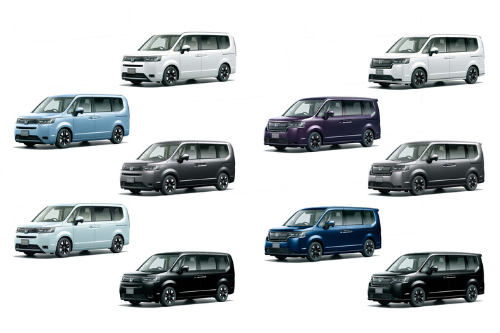 ボディーカラーは全7種類。3種類の無彩色は全車で選択可能となっており、それとは別に「エアー」には「シーグラスブルー・パール」と「フィヨルドミスト・パール」を、「スパーダ」系のグレードには「トワイライトミストブラック・パール」と「ミッドナイトブルービーム・メタリック」を、専用色として用意している。