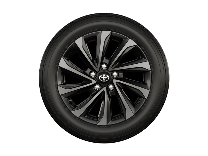 17インチのアルミホイールは切削光輝＋ブラック塗装＋ダーククリアに変わった。