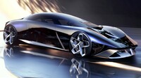 「ネクセラ ビジョン」のデザインスケッチ。流麗なボディーフォルムやキャノピー風のキャビンが実車でもしっかりと再現されている。