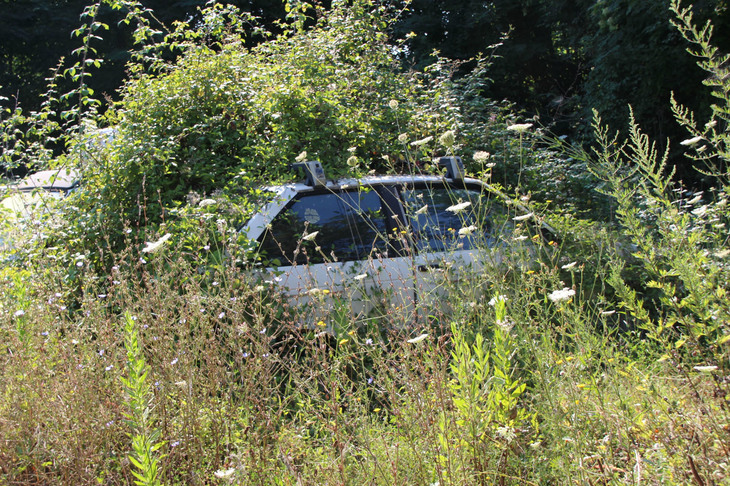 初代「セアト・イビーザ」。スキーラック付きで廃棄されたもよう。
