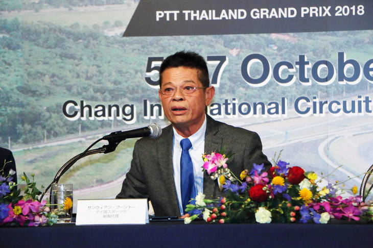 タイのスポーツ産業について語る、スポーツ庁総裁代理のサンウィアン・ブーントー氏。