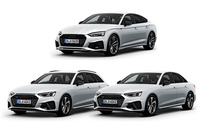 従来型の「A5スポーツバック」（上）と「A4セダン」（下右）、「A4アバント」（下左）。　
	ほった「まぁ従来の『A4』『A5』は、最近のアウディ車のなかでは、まだスッキリしたほうでしたけどね」　
	清水「デビューが10年近く前のクルマだから、直近のアウディのコテコテブームには毒されてなかったんだよ」