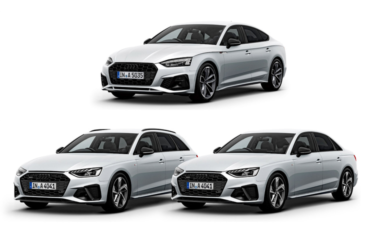 従来型の「A5スポーツバック」（上）と「A4セダン」（下右）、「A4アバント」（下左）。　
	ほった「まぁ従来の『A4』『A5』は、最近のアウディ車のなかでは、まだスッキリしたほうでしたけどね」　
	清水「デビューが10年近く前のクルマだから、直近のアウディのコテコテブームには毒されてなかったんだよ」