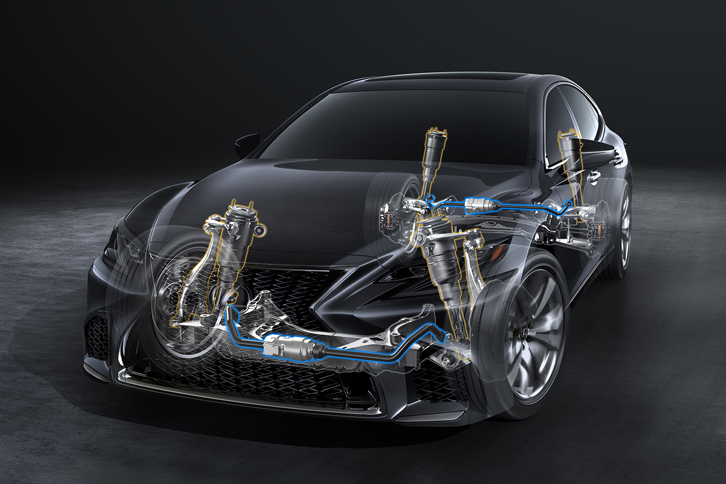 レクサスLS500“Fスポーツ”（足まわりの透視図）