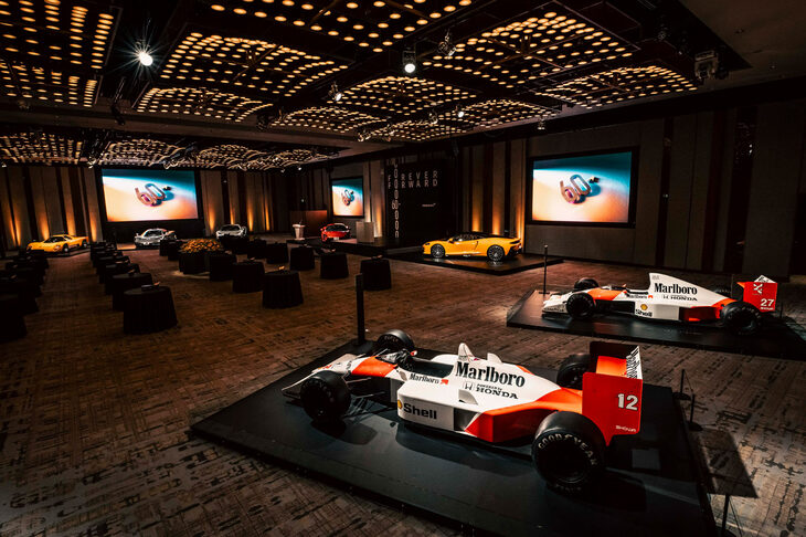 マクラーレンが東京・六本木で開催した特別展示会「FOREVER FORWARD」の様子。2023年は、マクラーレンの創立60周年にあたる。