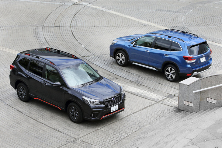 2018年6月に発表された現行型「スバル・フォレスター」。2.5リッターガソリン車は同年7月より販売されているが、モーターアシスト機能パワーユニット「e-BOXER」の搭載車は、少し遅れて9月14日に発売された。