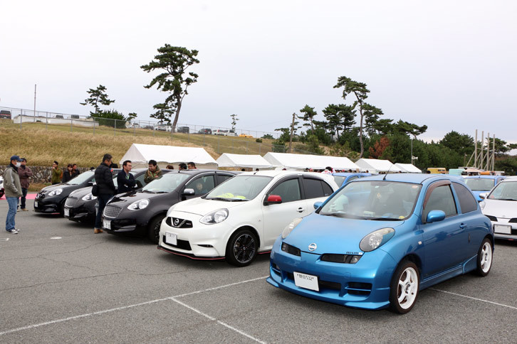 「ノート」に次ぐ参加台数を数えたのが「マーチ」だ。こちらも、扱いやすいサイズとホットハッチ仕立てのキャラクターが好評な様子。やはり最新型をベースとした「マーチNISMO」の姿が多い。