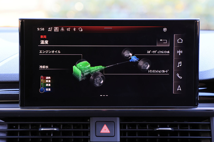 さまざまな機能のインターフェイスを担う、10.1インチのカラー液晶ディスプレイ。操作はタッチパネル式で、画面に指で触れて行うようになった。