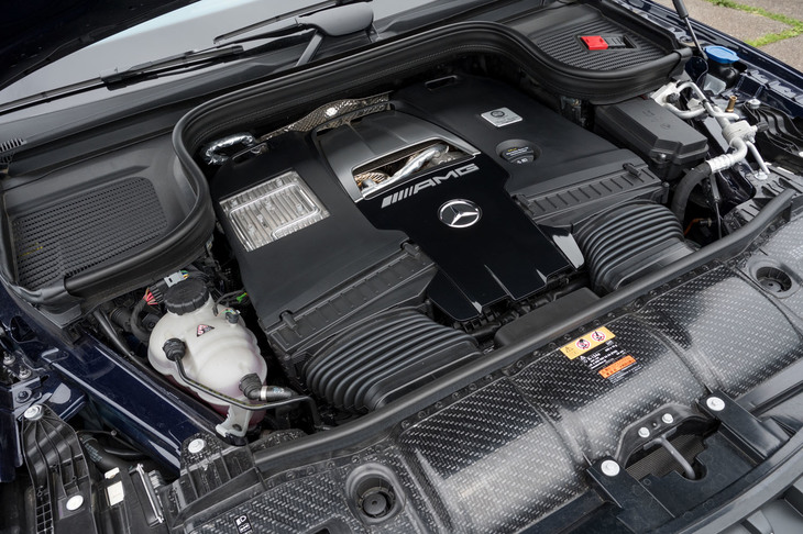 メルセデスAMGが自社開発したM177型4リッターV8ツインターボエンジン。「GLE63 S」のものには48Vのマイルドハイブリッド機構が組み合わされる。