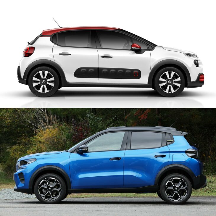 コロンとした丸いフォルムが特徴的だった「C3」だが、新型はカクカクしたクロスオーバーに大変身。トレンドをキャッチアップしたかったのはわかるが、個性が薄れた感は否めない。（写真下：佐藤靖彦）