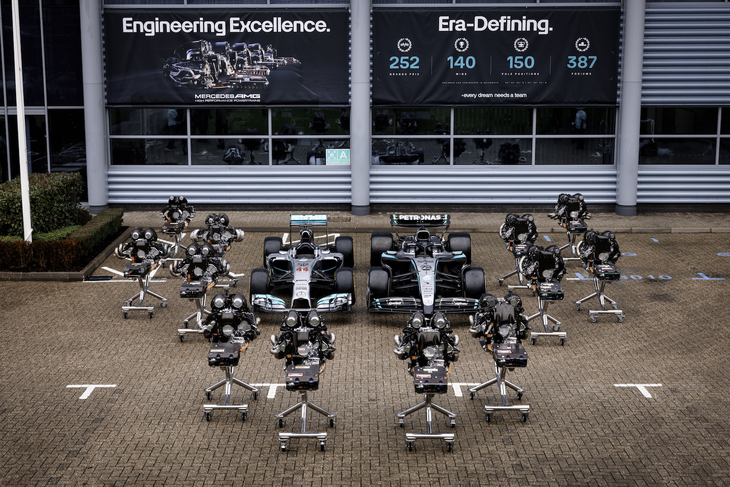 メルセデスのパワーユニットが最強であったことは、252戦140勝、150回のポールポジション、387回の表彰台という戦績に表れている。まさに「卓越したエンジニアリング（Engineering Excellence）」と「時代を画した（Era-Defining）」集団がHPPだ。（Photo=Mercedes）