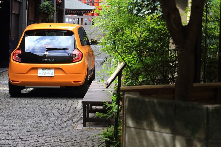 
	コンパクトなボディーと運転席からの視界のよさ、取り回しのしやすさを併せ持つ「トゥインゴ」は、狭い場所でも安心して運転できるクルマとなっていた。
	