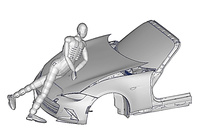 4代目「マツダ・ロードスター」に採用されたポップアップボンネット。衝突時にボンネットが浮き上がる仕組みで、スポーツカーらしい低いボンネットと歩行者保護の両立を図っている。