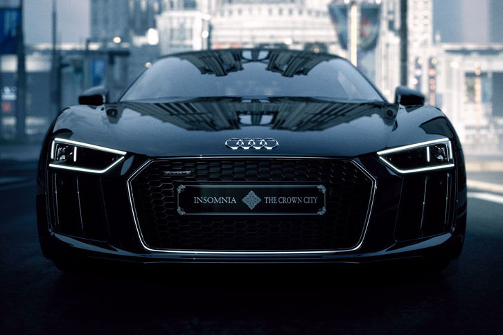 「The Audi R8 Star of Lucis」は、ルシス王国のノクティス王子の20歳の誕生日を祝して、アウディより献上されたという設定。アウディとルシス王立財団の測定によると、最高速度は330km/hに達するという。