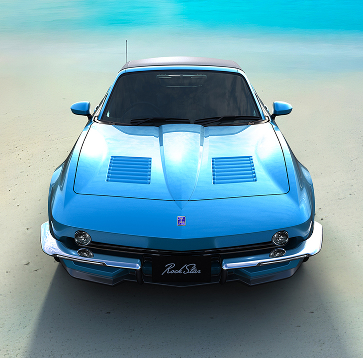 2018年にミツオカの創業50周年モデルとして発表された「ロックスター」。これまでにないアメ車風スタイルが話題に。