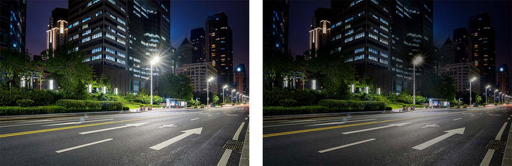 CMOSがSTARVISか否かでこれだけ映像の明るさが異なる。