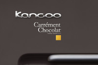 テールゲートに飾られた専用デカール。ルノーとピエール・エルメは2012年のパリショーのパーティーにすべてチョコレートで作られた新型「ルーテシア」を展示するなど、ユニークなコラボを続けている。
