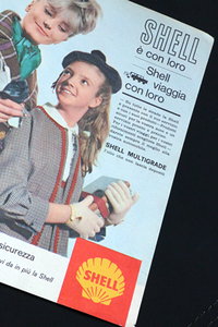 1960年代の雑誌広告から。「シェル」は長年、イタリアで最もポピュラーな給油所ブランドだった。