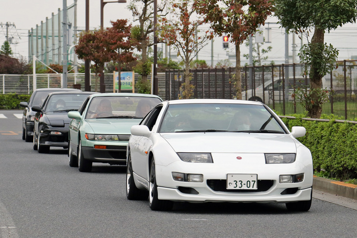 「プロジェクト901CAR'sパレード2020」の参加車両。先頭から「フェアレディZ」（Z32）、「シルビア」（S13）、「180SX」（RS13）、「プリメーラ」（P10）。