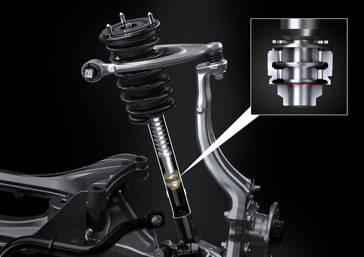 足まわりには微小な入力に対しても減衰力を発生させる「スウィングバルブショックアブソーバー」を採用した。