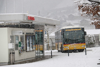 訪問当日に撮影したポストブス。雪国における路線バスドライバーの苦労がしのばれる。