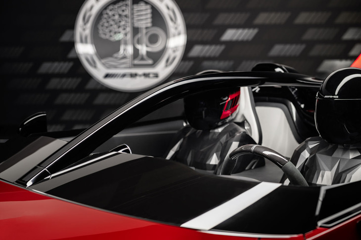 フロントウインドスクリーンやルーフを持たない代わりに、F1マシンのような乗員保護装置「ヘイロー」がコックピットに備わっている。