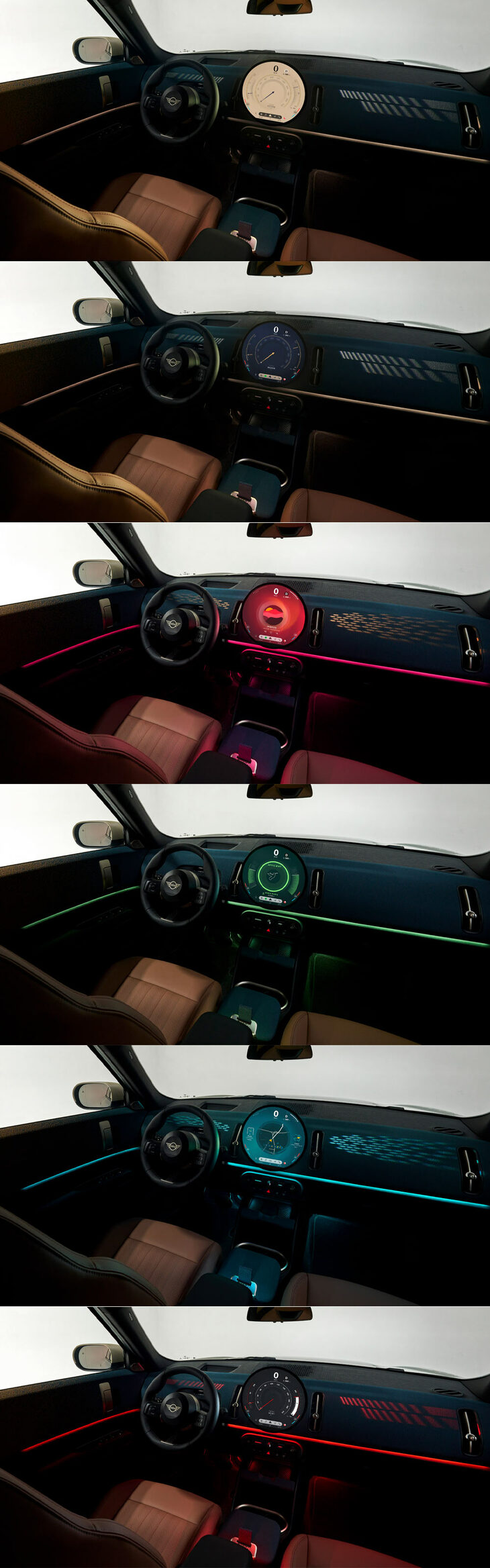 「MINIカントリーマン」にも「MINIエクスペリエンスモード」が装備されており、モードに応じてインテリアのイメージが変化する。