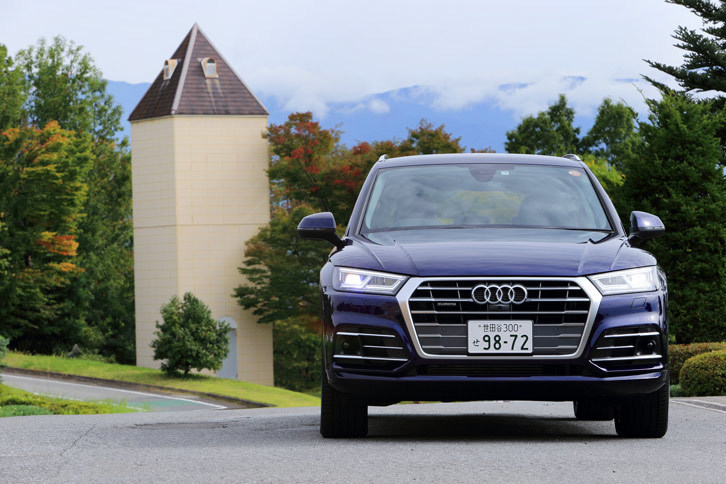 六角形のシングルフレームグリルが目を引くフロントまわり。オプションの「マトリクスLEDヘッドライト」を含め、全3種類のヘッドランプが用意される。