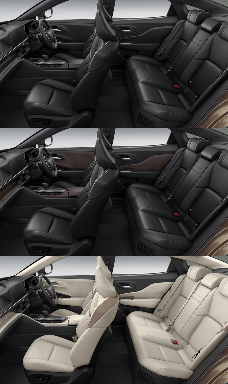 「G“レザーパッケージ”」と「G“アドバンスト・レザーパッケージ”」には、「ブラック」「ブラック／ダークチェスナット」「フロマージュ」の3種類のインテリアカラーが用意される。