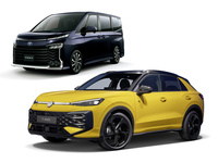 現行型「トヨタ・ヴォクシー」（写真左上）と、「IAAモビリティー2025」で発表された新型「フォルクスワーゲンTロック」。どちらも立派なプレデター顔だが、ちゃんと20世紀フォックスにデザイン使用料を払っているのかしら？