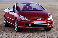 プジョー307CC。下はショーモデルの「3（ハートマーク）7CC」（パリサロンの資料より）。