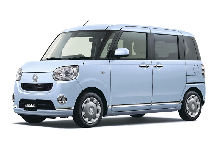 「ムーヴ キャンバス」のカラーバリエーション。写真のボディーカラーは、シルキーブルーパール。