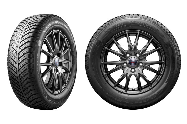 日本で販売される「ベクター4シーズンズ ハイブリッド」。国内販売車種に合わせた豊富なサイズラインナップが特徴で、サイドウオールには欧州仕様にはない“SNOWマーク”も施されている。