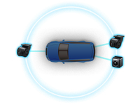 前後カメラが捉えた映像はHD画質でナビモニター上で確認が可能。記録映像のリアルタイム表示もできる。
