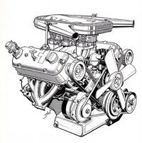 既存の1.3リッター直4ユニット2基を90度に組み合わせてつくられたV8SOHCエンジン。総排気量 2580cc、圧縮比9.2、2基のダブルチョーク・ソレックスキャブを装着して最高出力140ps/5600rpm、最大トルク 21.0kgm/3000rpmを発生した。発売後150psにチューンが高められたのち、67年秋には2982ccに拡大され、性能は 160ps/5100rpm、24.0kgm/3900rpmに向上した。