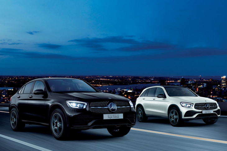 「GLC220d 4MATICクーペ ナイトエディション」（左）と、「GLC220d 4MATICナイトエディション」（右）。
