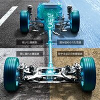 低重心かつ左右対称な構造が特徴の、スバル独自の4WD機構「シンメトリカルAWD」。初代同様、2代目「レヴォーグ」にもFFの設定はなく、全車がこのシステムを採用している。