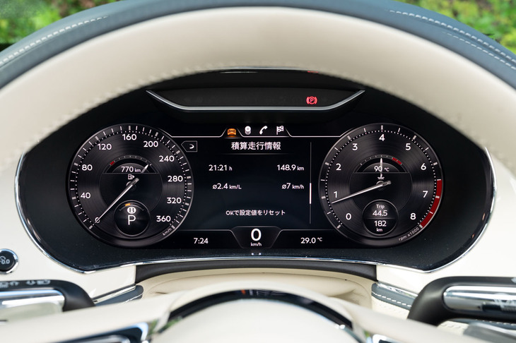 液晶式のメーターナセルはスピードメーターとタコメーター盤面のヘアライン加工まで表現されている。