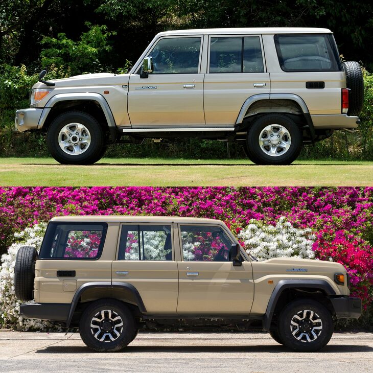 2014年に発売された30周年記念車（上）と、現在のモデル（下）との比較。こうして見ると、ボンネットの変化がわかりやすい。（写真：向後一宏＜上＞、郡大二郎＜下＞）