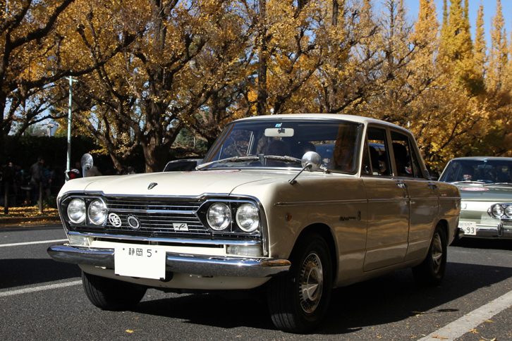 こちらは「静岡5」のシングルナンバー付きの1967年「日産プリンス・スカイライン2000GT-A」。ワンオーナー車で、塗装もオリジナルというが、まったくといっていいほど劣化が見られない、奇跡のようなコンディション。
