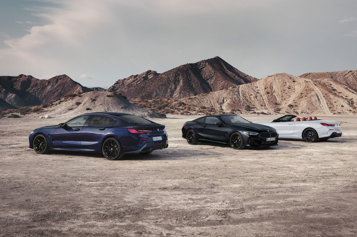 BMW M850i xDriveグランクーペ／クーペ／カブリオレThe Final Edition（写真左から順に）