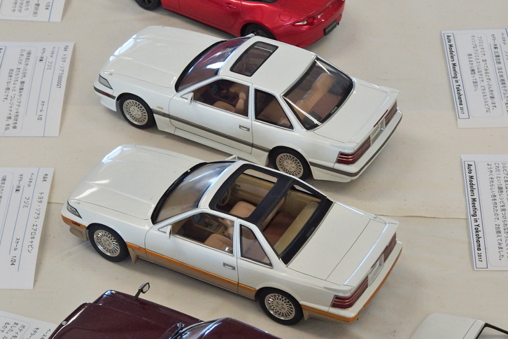 これもプロモデルフィニッシャー氏によるフジミ製1/24の2代目「トヨタ・ソアラ」（写真上）と、実車同様それをベースに仕立てた限定車の「ソアラ エアロキャビン」（下）。さすがに美しい仕上がりだ。