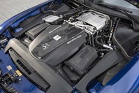 「M178」と呼ばれる4リッターV8直噴ツインターボエンジン。写真は「AMG GT」のものだが、モデルにより、476psから585psまで最高出力が異なる。