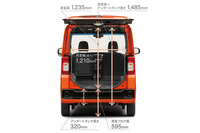 FFプラットフォームならではの低床設計により、荷室高は「ハイゼット カーゴ」を上回る。