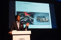 アウディジャパン代表取締役社長の大喜多寛氏は、アウディがこれまで取り組んできたモータースポーツの歴史を紹介した。