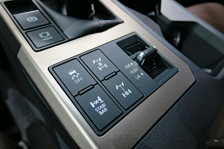 トヨタ・ランドクルーザー“250”（副変速機やデフロックなどの操作パネル）