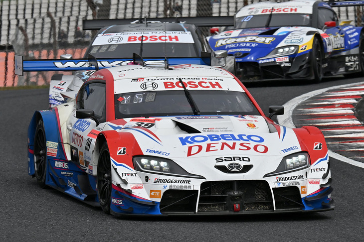 GT500クラスで勝利した、関口雄飛／中山雄一組のNo.39 DENSO KOBELCO SARD GR Supra。（写真提供 GTA）