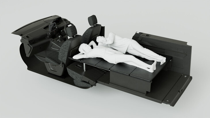 これは車中泊向けのベッドキット機能。