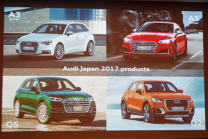 2017年に特に好調だったモデルは、コンパクトSUVの「Q2」（写真右下）。予定を大幅に上回る約2700台が販売された。
